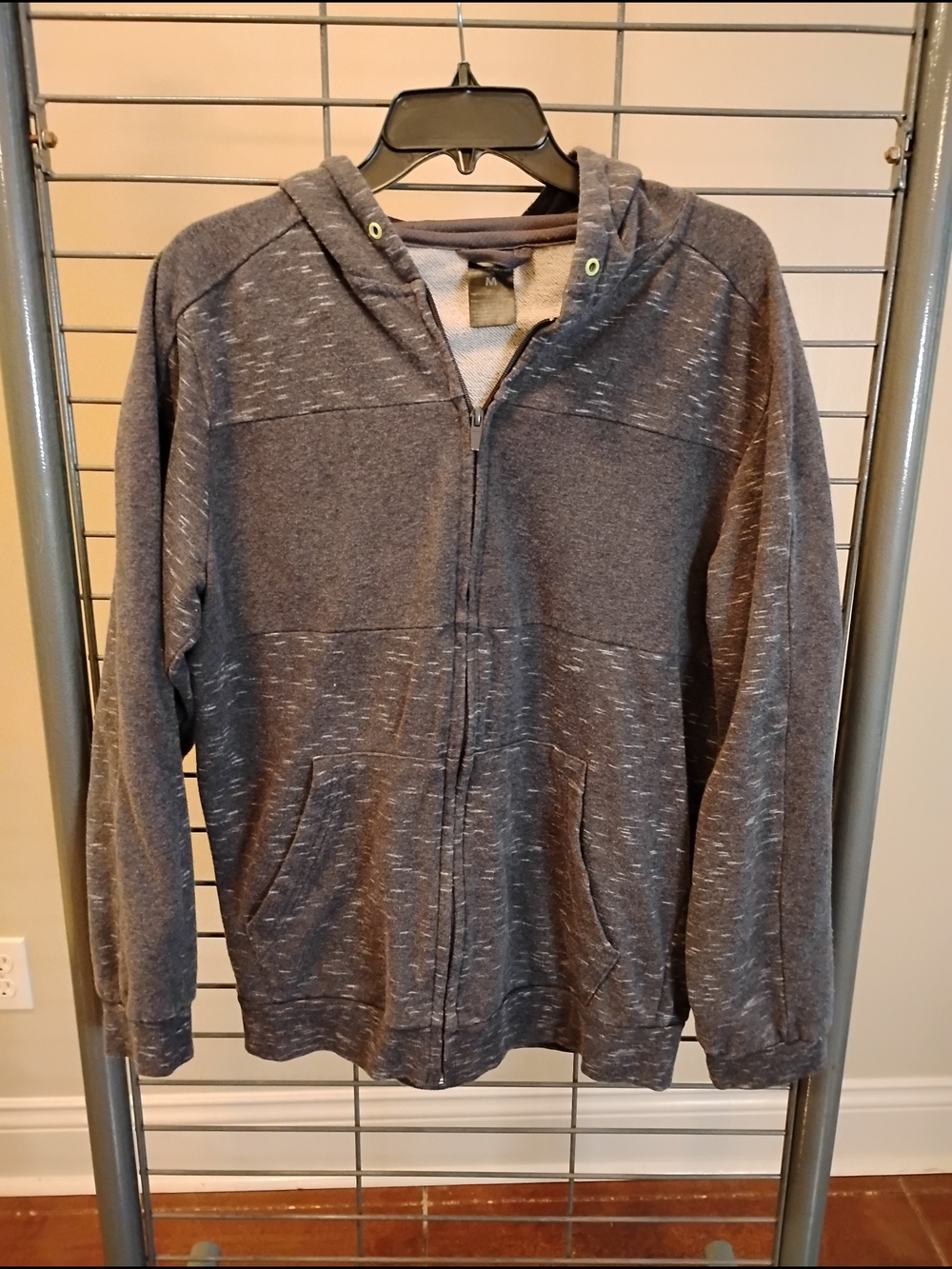 Pro Player Mens Heathered‎ Charcoal Zip-Up Hoodie Full Zip Kangaroo Pocket